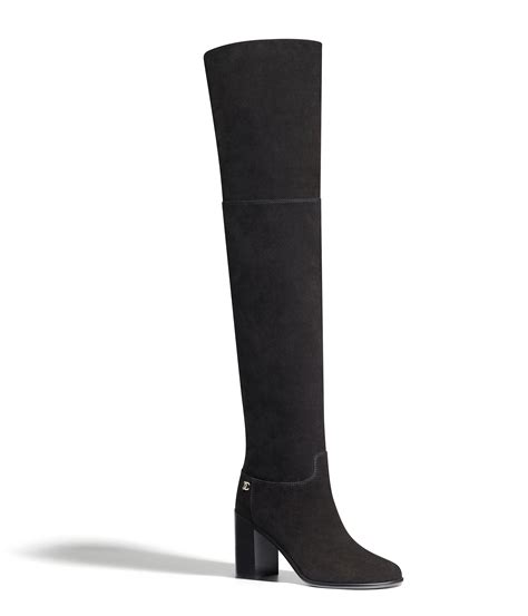 chanel suede thigh high boots|chanel black combat boots.